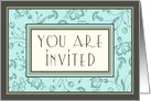 Turquoise Flowers Invitation Card