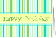 Spring Stripes Happy Birthday Card