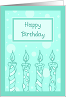 Turquoise Candles Happy Birthday Card