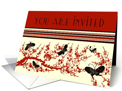 Red and Black Butterflies Invitation card (534634)