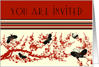 Red and Black Butterflies Invitation Card
