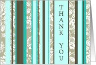 Turquoise Flowers Thank You Card