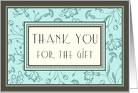 Blue Flowers Thank You for the Wedding Gift Card