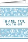 Blue Flowers Thank You for the Wedding Gift Card