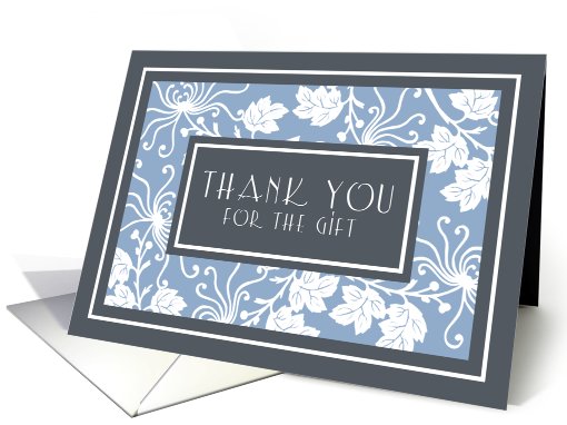 White and Blue Flowers Thank You for the Wedding Gift card (537489)