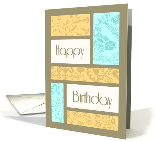 Blue and Orange Flowers Birthday card (539152)