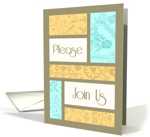 Blue and Orange Flowers Brunch Invitation card (539166)