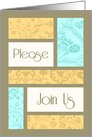 Blue and Orange Flowers Brunch Invitation Card