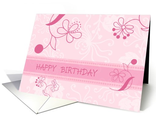 PInk Flowers Happy Birthday card (549625)