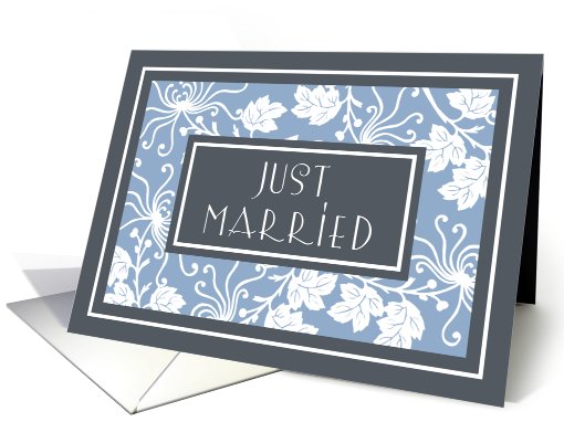 Blue Flowers Just Married Announcement card (550521)