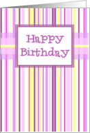 Spring Stripes Happy Birthday Card