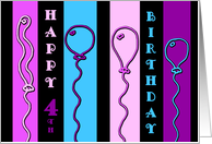 Balloons 4th Birthday Card