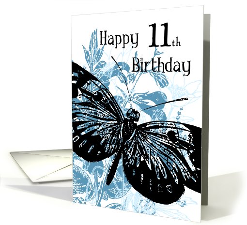 Blue Butterfly 11th Birthday card (552383)