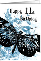 Blue Butterfly 11th Birthday Card