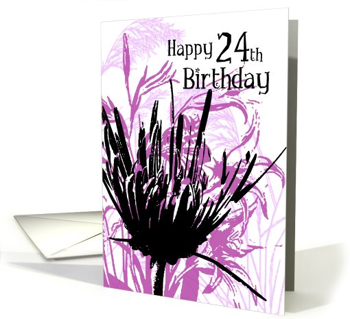 Purple Flowers 24th Birthday card (552864)