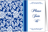Blue Flowers Please Join Us Card