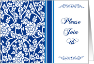 Blue Flowers Dinner Party Invitation Card