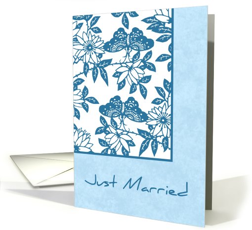 Blue Flowers Just Married card (556075)