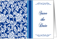 Blue Flowers Save the Date Wedding Anniversary Card