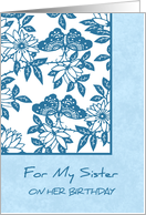 Blue Flowers Sister Birthday Card