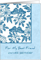 Blue Flowers Best Friend Birthday Card