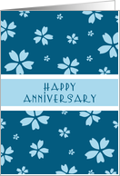 Blue Floral Employee Anniversary Card
