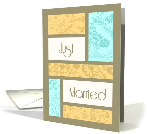 Orange and Blue Just Married card (561160)