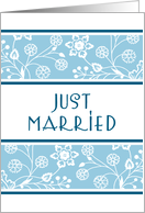 Blue Flowers Just Married Card