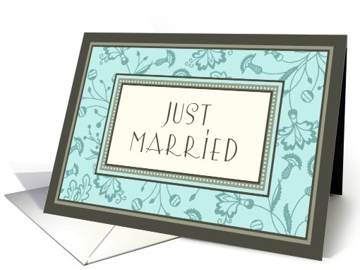 Turquoise Flowers Just Married card (565053)