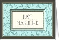 Turquoise Flowers Just Married Card