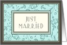 Turquoise Flowers Just Married Card