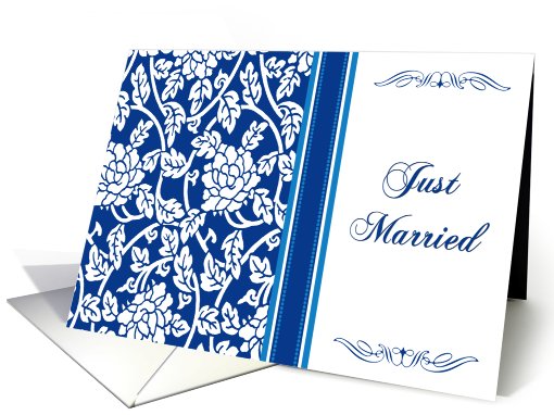 Blue and White Flowers Just Married card (565061)