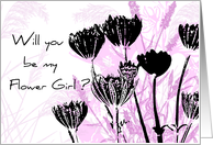 Pink and Black Flowers Niece Flower Girl Invitation Card