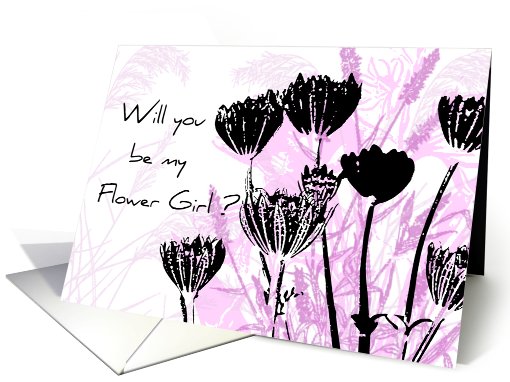 Pink and Black Flowers Sister Flower Girl Invitation card (576707)