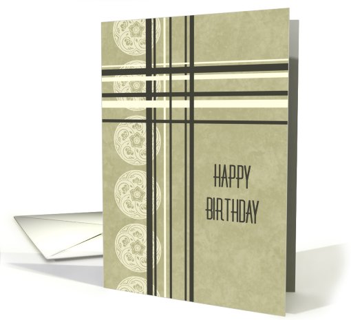 Tan Stripes Happy Birthday card (578546)