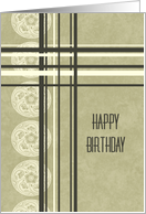 Tan Stripes Happy Birthday Card