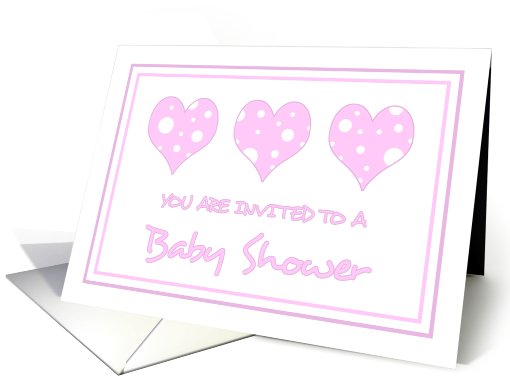 Pink Hearts Baby Shower for Girl Invitation card (580791)