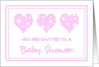 Pink Hearts Baby Shower for Girl Invitation Card