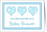 Blue Hearts Baby Shower for Boy Invitation Card