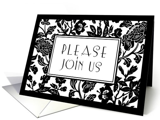 Black and White Flowers Invitation card (584023)