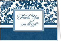 Blue Flowers Thank You for the Wedding Gift Card