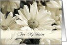 White Flowers Sister Birthday Card