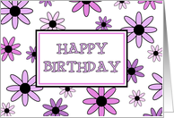 Purple and Pink Flowers Birthday Card