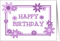 Purple Flowers Friend Birthday Card