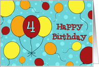 Balloons 4th Birthday Card