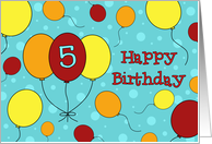 Balloons 5th Birthday Card