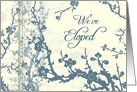 Blue and Beige Floral We’ve Eloped Announcement Card