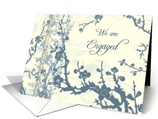 Blue and Beige Floral We are Engaged card (587296)
