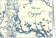Blue and Beige Floral Engagement Party Invitation Card