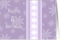 Purple Flowers 8th Birthday Card
